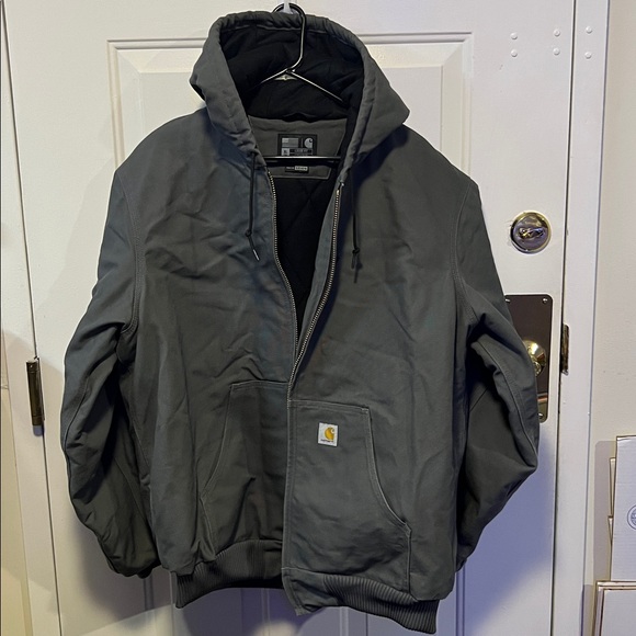 CARHARTT LK NW GRAVEL FLANNEL LINED HOODED LOOSE FIT DUCK COAT Men XL TALL/LONG - Picture 2 of 16